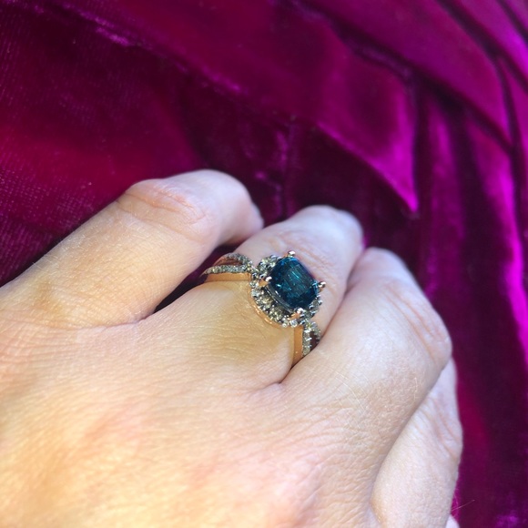 Le Vian Blue Topaz & Diamond Ring, Size 7 - Picture 4 of 8